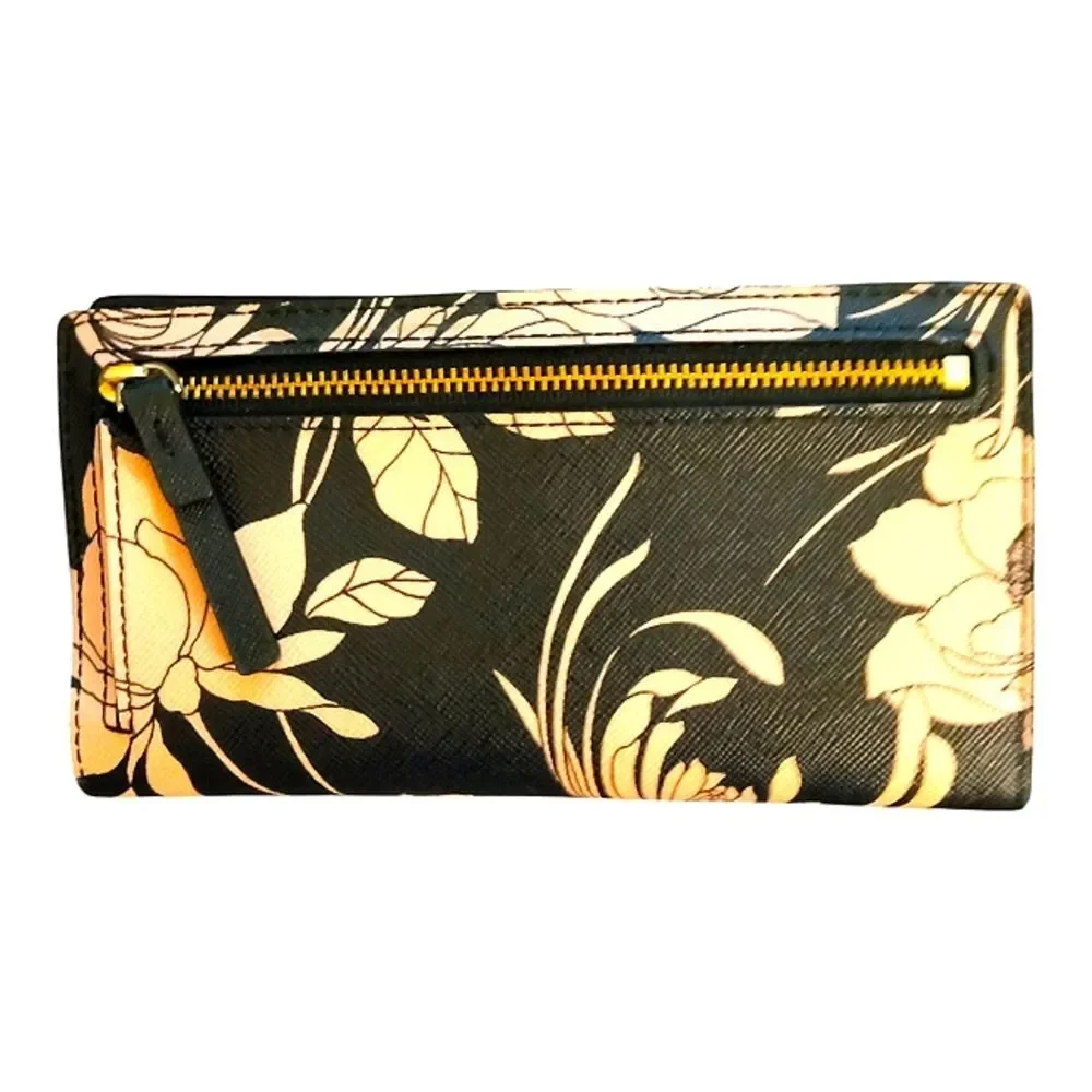 Kate Spade Laurel Way Gardenia Stacy Wallet Black Blush Pink